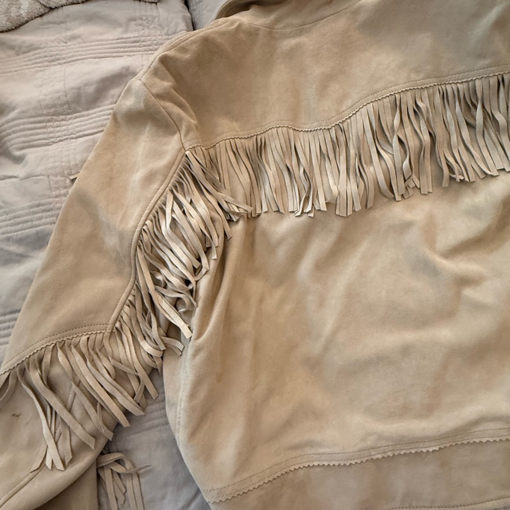 Ralph Lauren Camel Suede Leather Jacket Western Style Boho Fringe - Picture 6 of 17